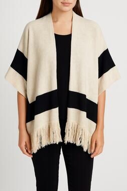 TOMMY BAHAMA Echo Fringed Ruana Wrap Shawl Poncho Stripe Resort NWT One Size
